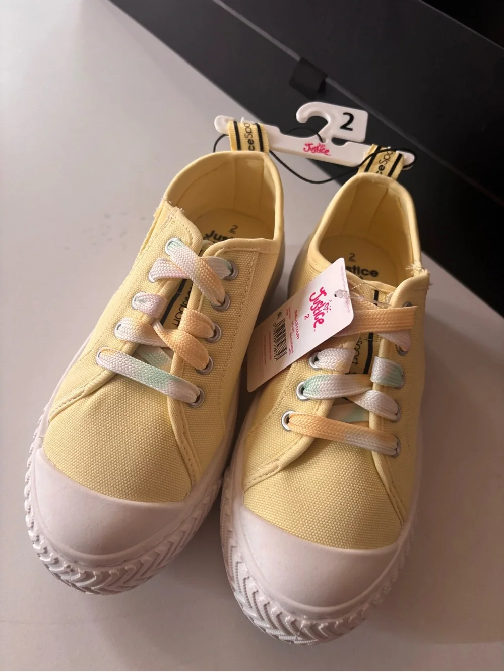 Justice Yellow Canvas Kids Sneakers with Pastel Laces